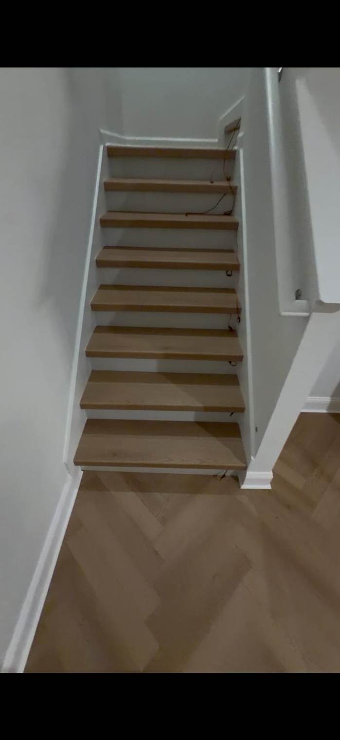 Staircase with new wood stair treads