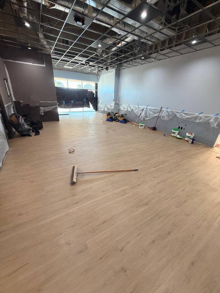 Vinyl plank floor installed in a commercial space